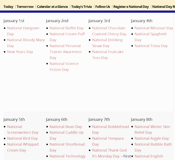 Unique Celebrated Days